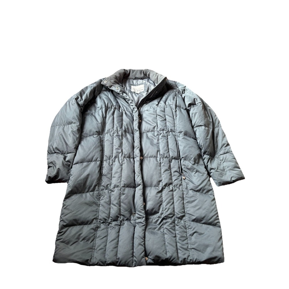 Eddie Bauer Jacket Goose Down Puffer Quilted Snap Women's XL Gray Long Coat‎